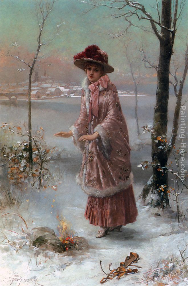 Winter painting - Eisman Semenowsky Winter art painting